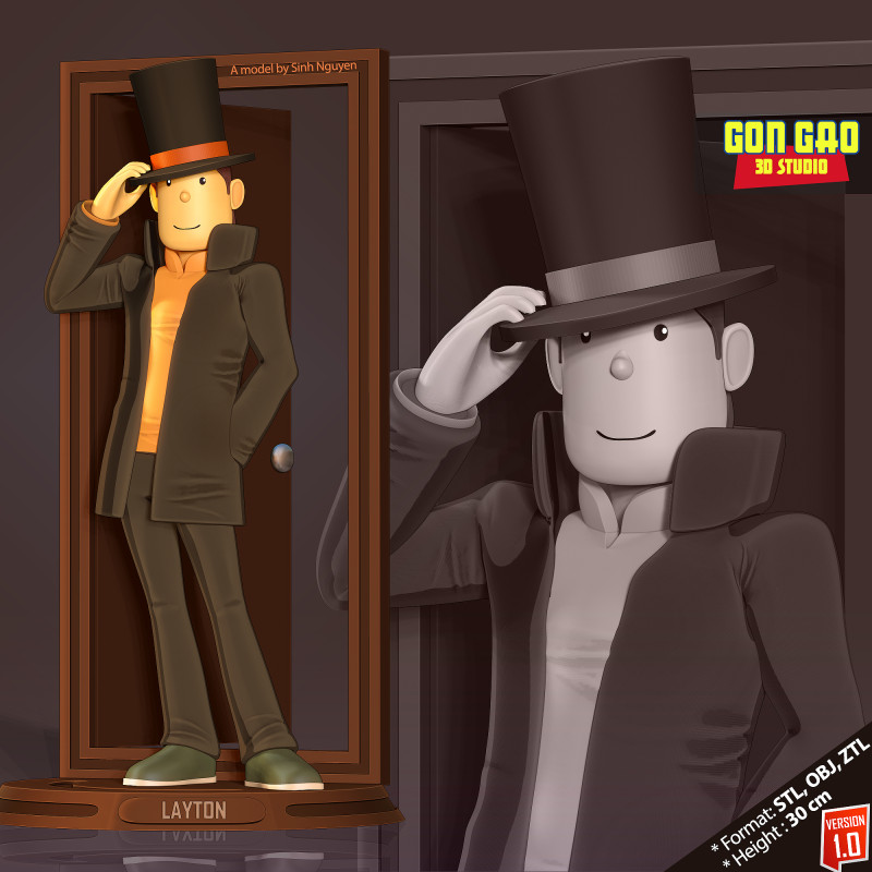 Professor Layton 3D Print Model .c4d .max .obj .3ds .fbx .stl .blend