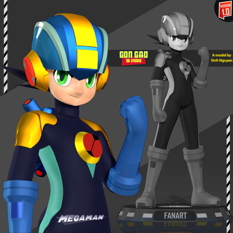 Mega Man Battle Network 3D Print Model .c4d .max .obj .3ds .fbx .stl .blend 
