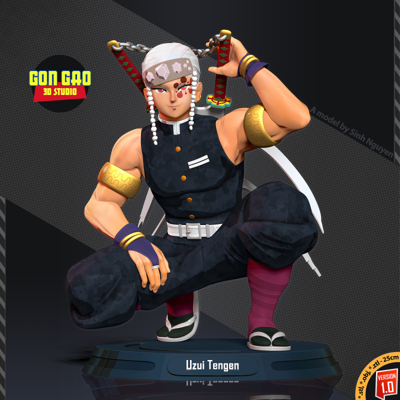 Tengen Uzui - Demon Slayer Model Cetak 3D .c4d .max .obj .3ds .fbx .stl .blend 
