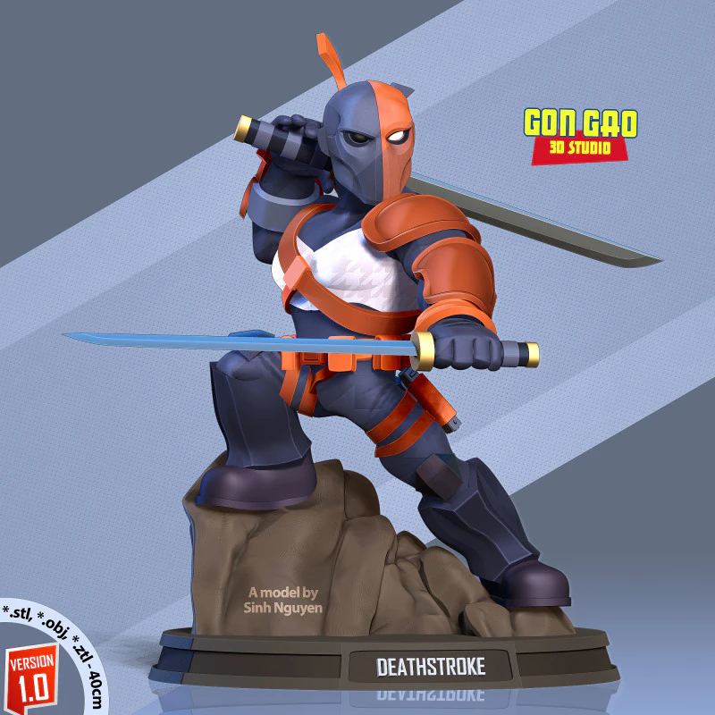 Deathstroke Fanart 3D Print Model .c4d .max .obj .3ds .fbx .stl .blend