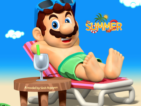 Mario on summer vacation 3D Baskı Modeli