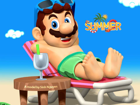 Mario in vacanza estiva Modello di stampa 3D