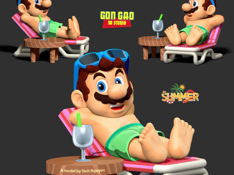 M&aacute;rio nas f&eacute;rias de ver&atilde;o Modelo de Impressão 3D