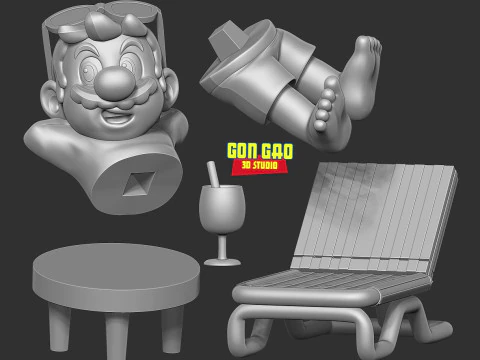 M&aacute;rio nas f&eacute;rias de ver&atilde;o Modelo de Impressão 3D