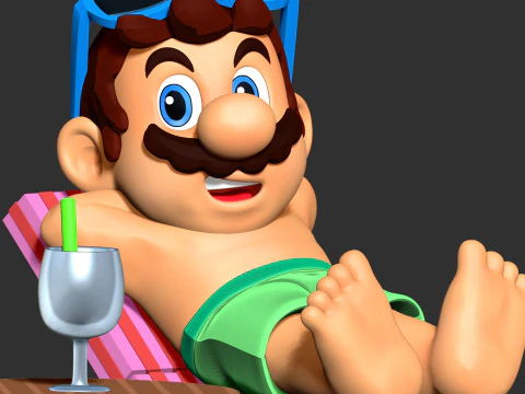M&aacute;rio nas f&eacute;rias de ver&atilde;o Modelo de Impressão 3D