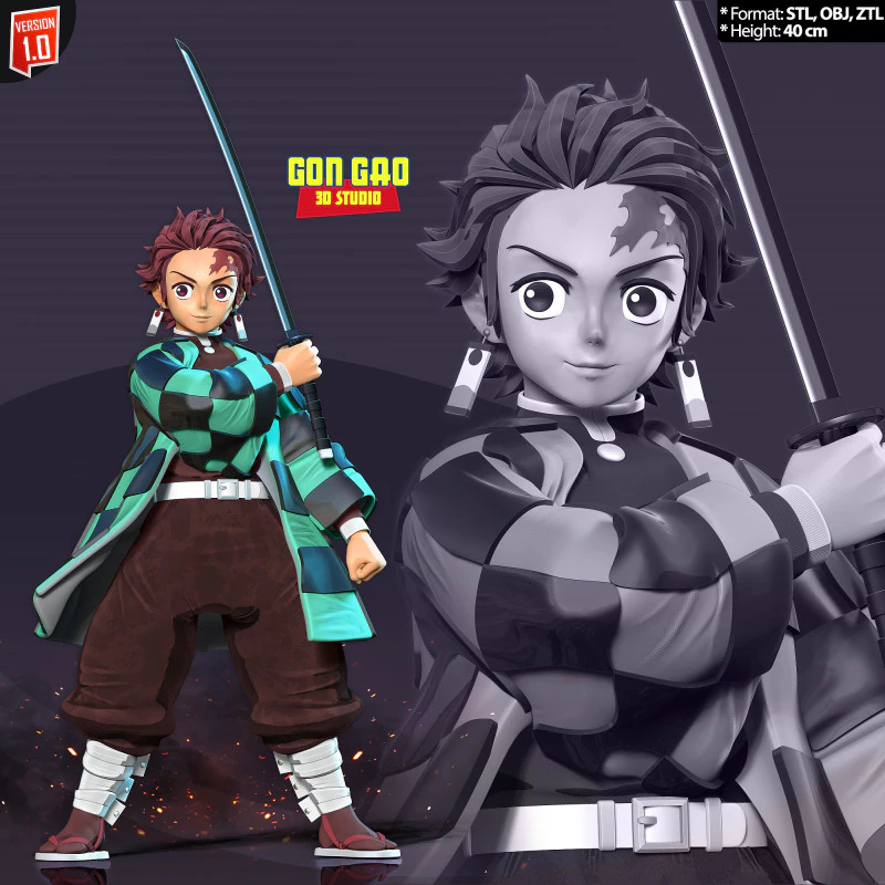 카마도 탄지로 3D 프린트 모델 .c4d .max .obj .3ds .fbx .stl .blend