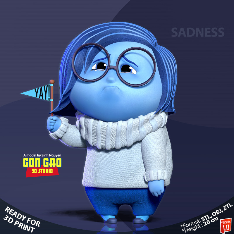 Sadness - Inside Out 2 Fanart 3D Принт Модель .c4d .max .obj .3ds .fbx .stl .blend 