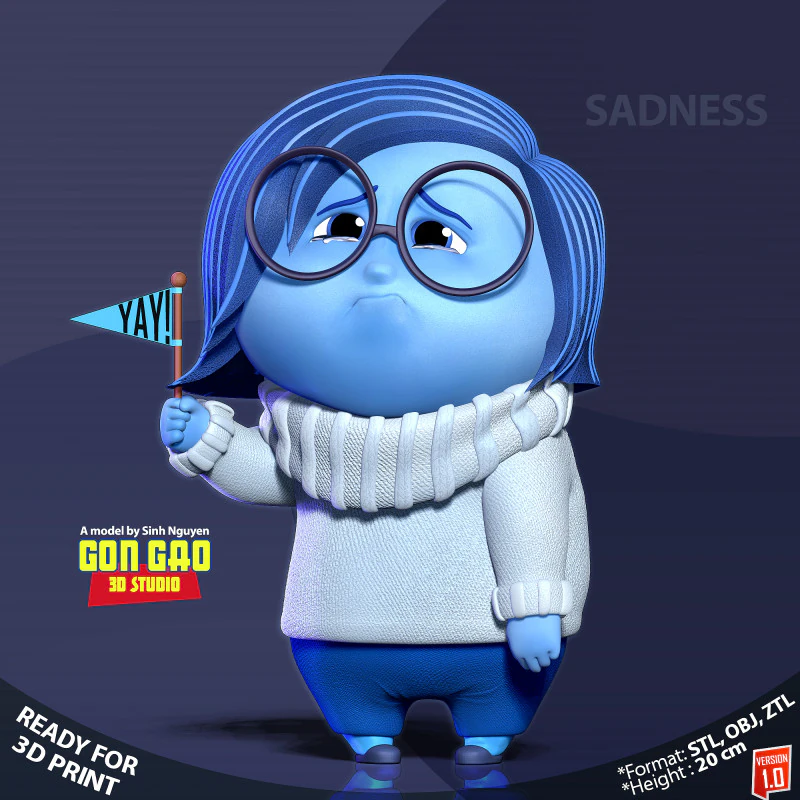 Sadness - Inside Out 2 Fanart 3D Print Model .c4d .max .obj .3ds .fbx .stl .blend