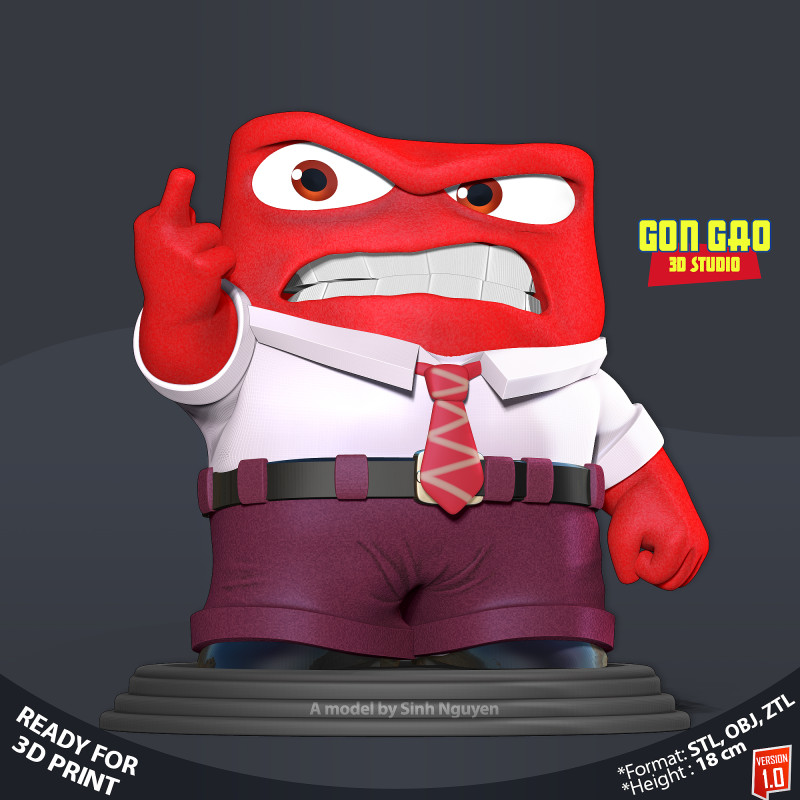 Anger - Inside Out 2 Fanart 3D 打印模型 .c4d .max .obj .3ds .fbx .stl .blend 
