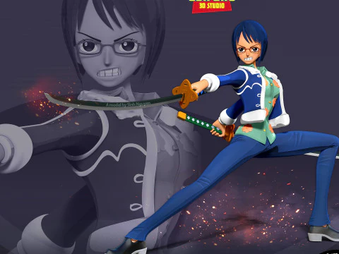 Kapitein Tashigi - Fanart uit &eacute;&eacute;n stuk 3D printmodel