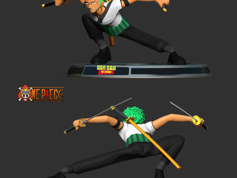 Roronoa Zoro Stylized - One Piece Fanart Modelo de impresión 3D