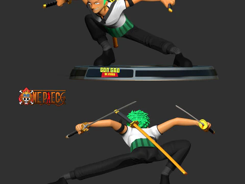 Roronoa Zoro Stylized - One Piece Fanart 3D Print Model