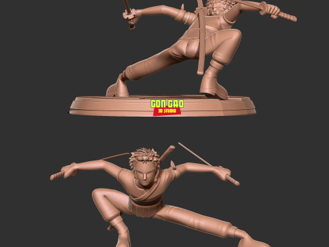 Roronoa Zoro Stylized - One Piece Fanart Modelo de impresión 3D