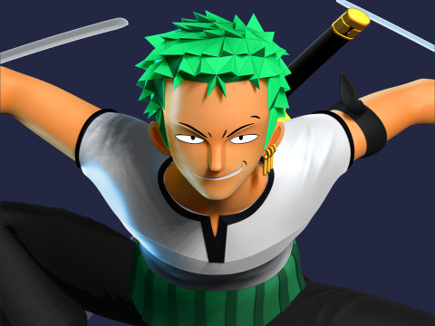 Roronoa Zoro Stylized - One Piece Fanart Modelo de impresión 3D