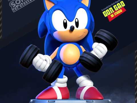 Classic Sonic is lifting weights Modelo de Impressão 3D