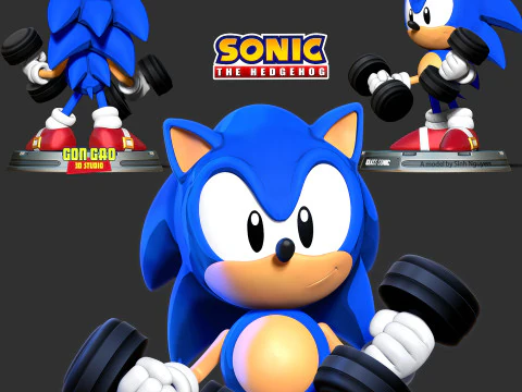 Classic Sonic is lifting weights 3D Print Model