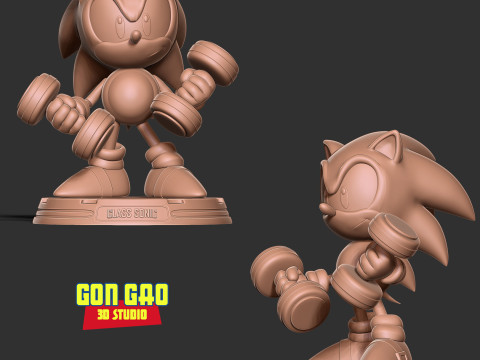 Classic Sonic is lifting weights 3D Print Model