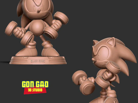 Classic Sonic is lifting weights 3D Print Model