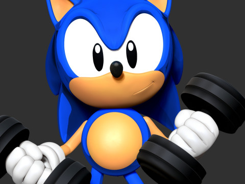 Classic Sonic is lifting weights 3D Print Model