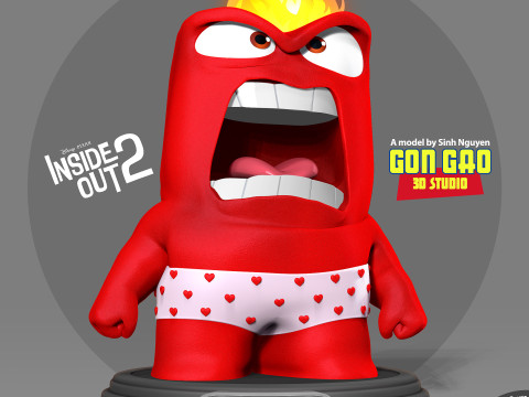Anger with shorts - Inside Out 2 Fanart Modelo de Impressão 3D
