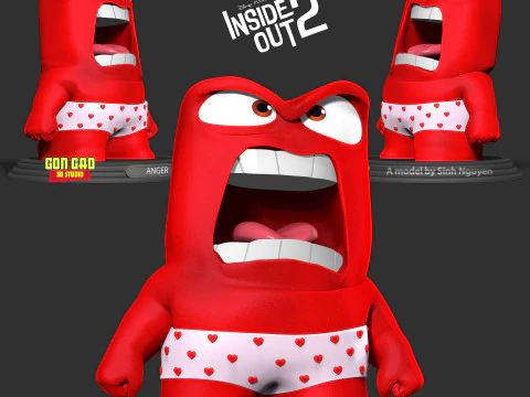 Anger with shorts - Inside Out 2 Fanart 3D Print Model