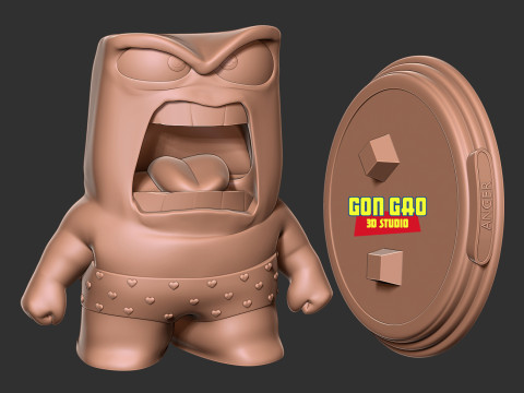 Anger with shorts - Inside Out 2 Fanart Modello di stampa 3D