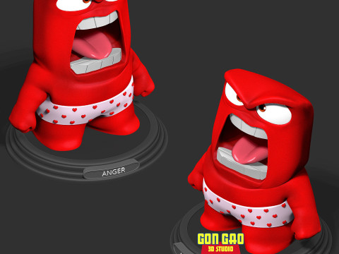 Anger with shorts - Inside Out 2 Fanart Modello di stampa 3D