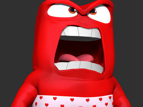 Anger with shorts - Inside Out 2 Fanart Modello di stampa 3D