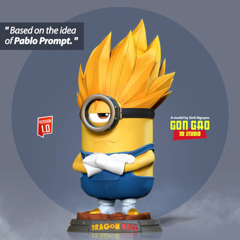Vegeta Minion 3D Print Model .c4d .max .obj .3ds .fbx .stl .blend 