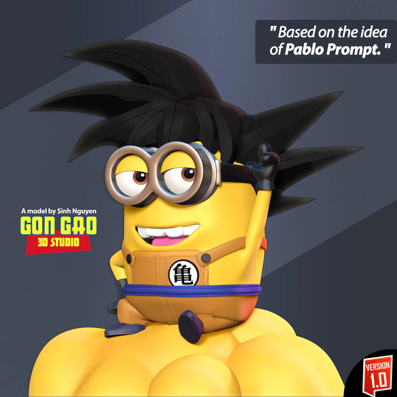 Songoku Minion 3D Print Model .c4d .max .obj .3ds .fbx .stl .blend