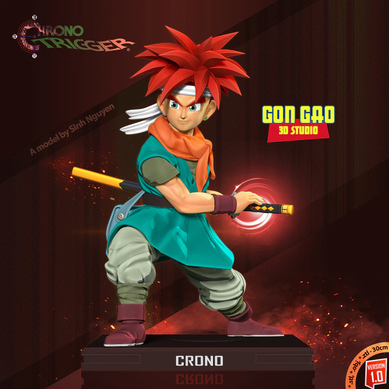 Crono - Chrono Trigger Fanart 3D Print Model .c4d .max .obj .3ds .fbx .stl .blend