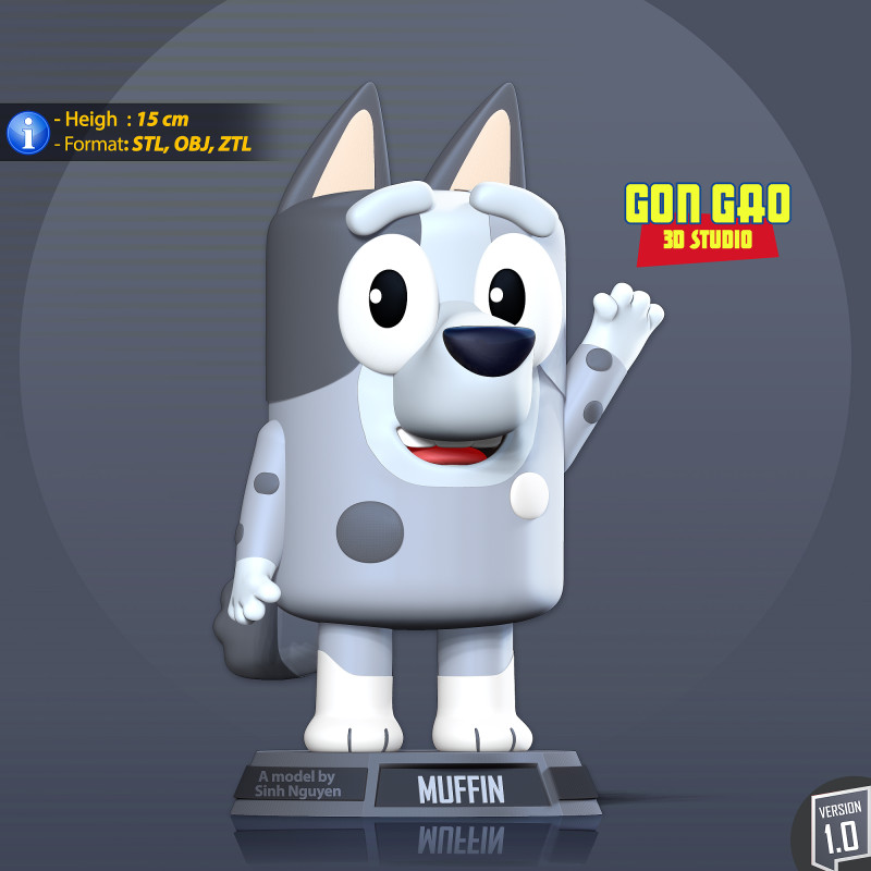 Muffin - Bluey Fanart Modèles 3D en vedette .c4d .max .obj .3ds .fbx .stl .blend