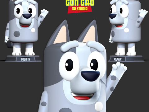 Muffin - Bluey Fanart Modèles 3D en vedette