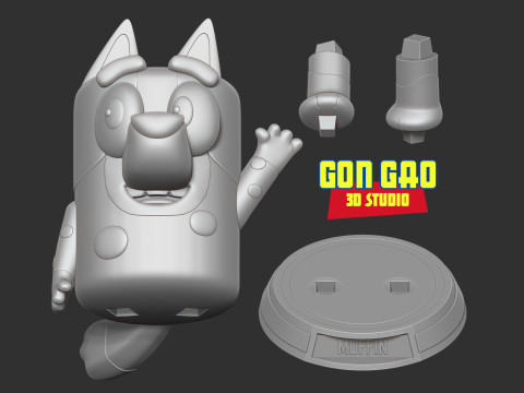 Muffin - Bluey Fanart Modèles 3D en vedette