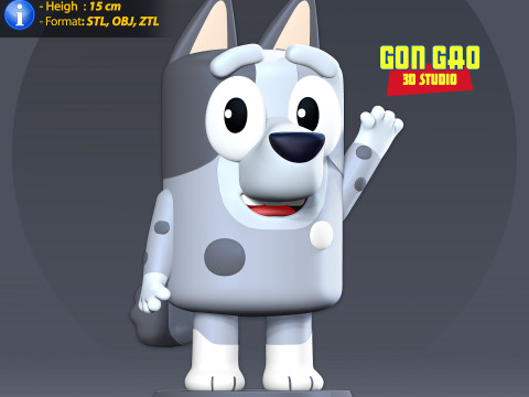 Muffin - Bluey Fanart Modèles 3D en vedette