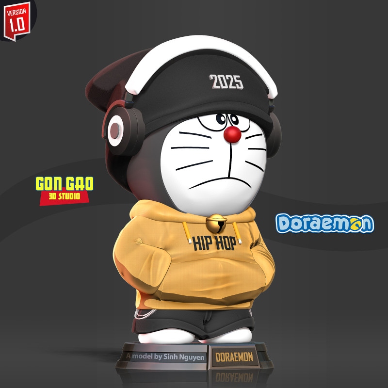 Doraemon Hip hop Modello di stampa 3D .c4d .max .obj .3ds .fbx .stl .blend 