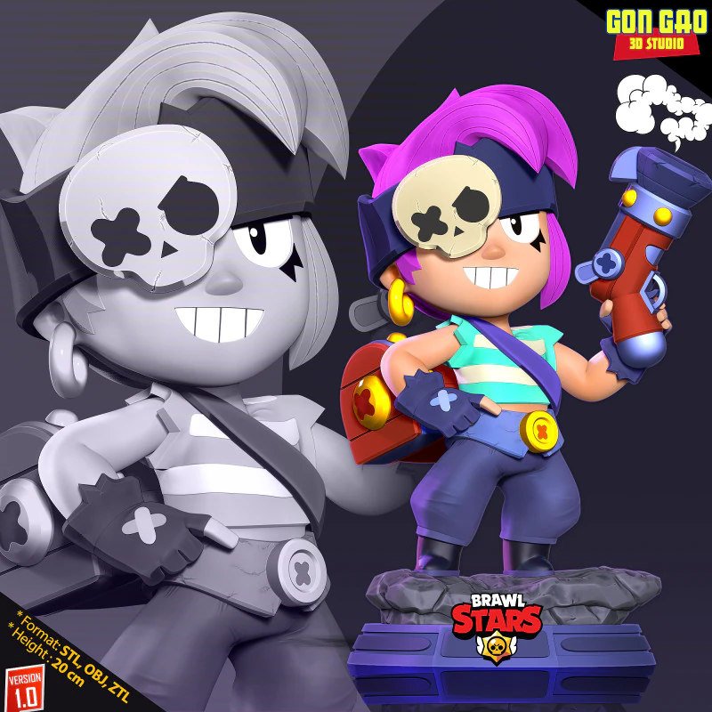 Penny - Brawl Stars Fanart 3D Print Model .c4d .max .obj .3ds .fbx .stl .blend 