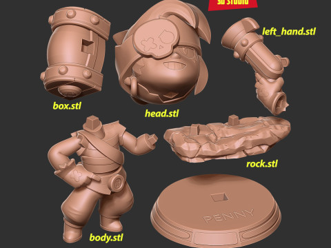 Penny - Brawl Stars Fanart Modèles 3D en vedette