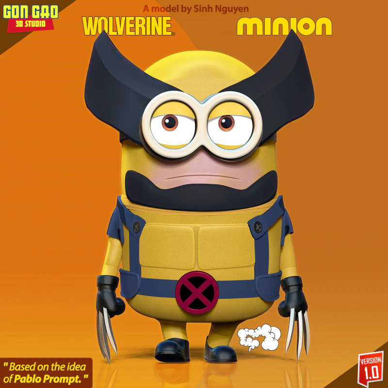 Wolverine Minion 3D 3D Print Model .c4d .max .obj .3ds .fbx .stl .blend 