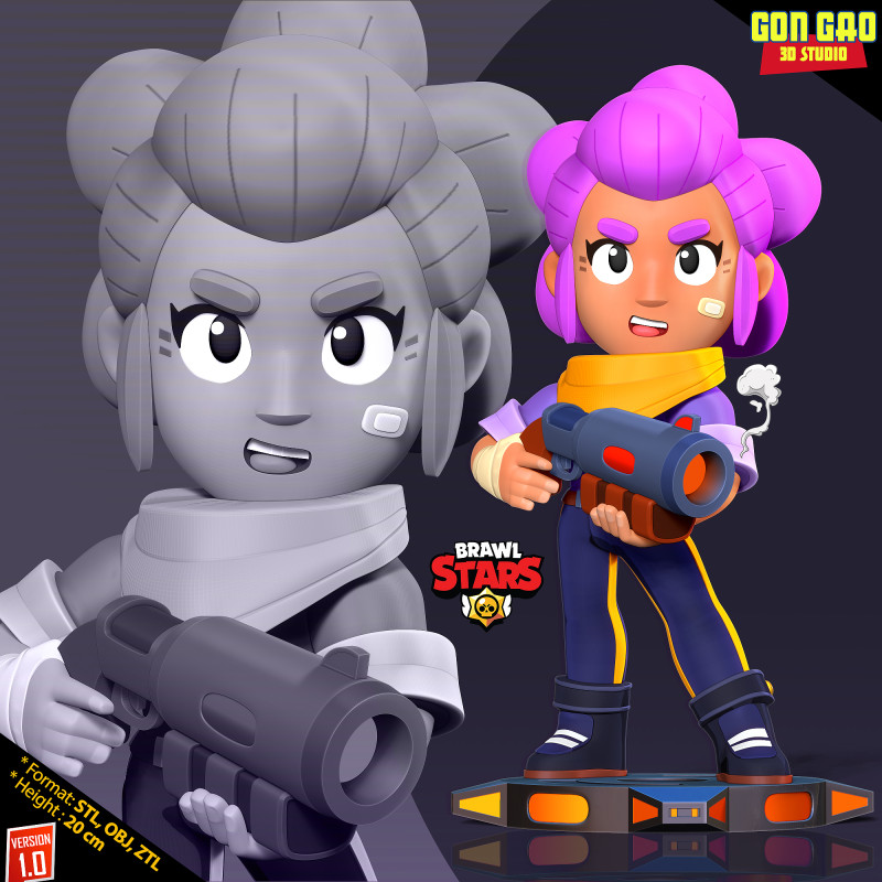 Shelly - Brawl Stars Modelo de Impressão 3D .c4d .max .obj .3ds .fbx .stl .blend 