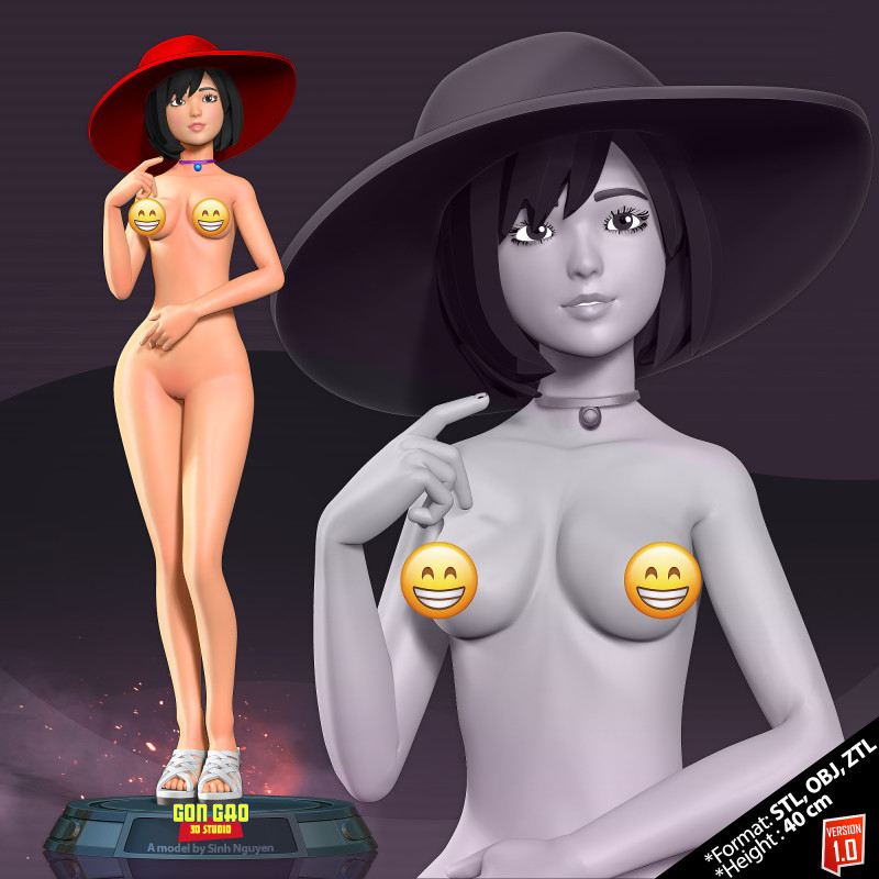 Girl in red hat 3D Print Model .c4d .max .obj .3ds .fbx .stl .blend 
