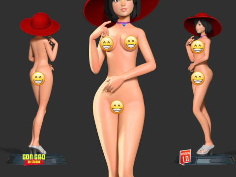 Girl in red hat 3D Print Model