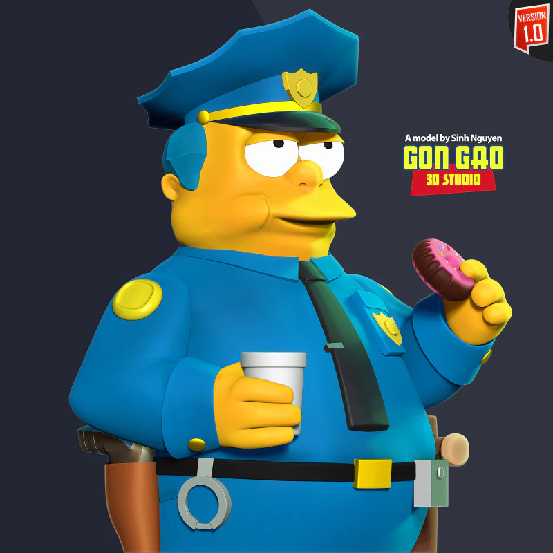 Chief Wiggum - The Simpsons Fanart 3D Print Model .c4d .max .obj .3ds .fbx .stl .blend 