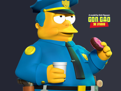 Chief Wiggum - The Simpsons Fanart Modello di stampa 3D