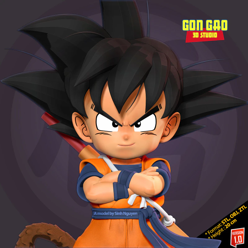 Kid Son Goku - Dragon Ball Fanart 3D Print Model .c4d .max .obj .3ds .fbx .stl .blend