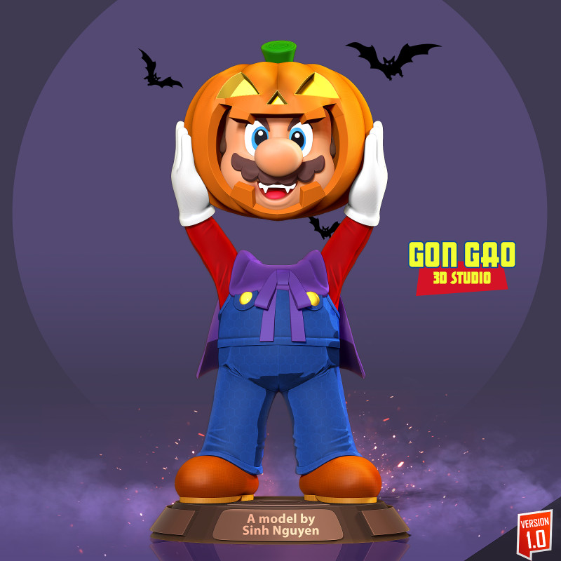 Magician Mario 3D Print Model .c4d .max .obj .3ds .fbx .stl .blend 