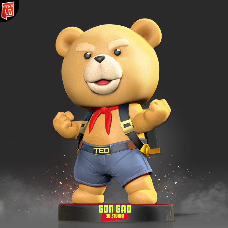 Ted the bear 3D Print Model .c4d .max .obj .3ds .fbx .stl .blend 