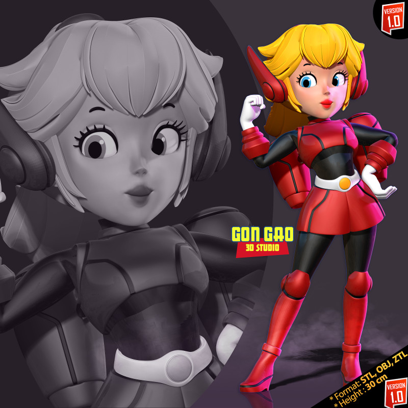 Princess Peach 3D Принт Модель .c4d .max .obj .3ds .fbx .stl .blend 