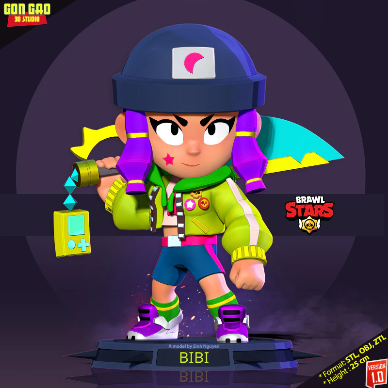 Protagonist Bibi - Brawl Stars 3D Print Model .c4d .max .obj .3ds .fbx .stl .blend 