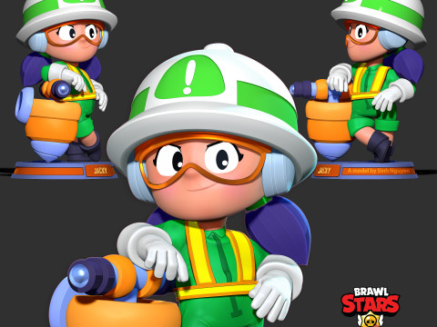 Jacky - Fanart Bintang Brawl Model Cetak 3D